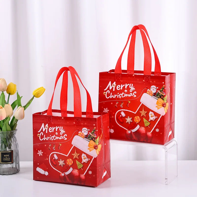 5er Set Weihnachtsgeschenktaschen mit festlichen Motiven