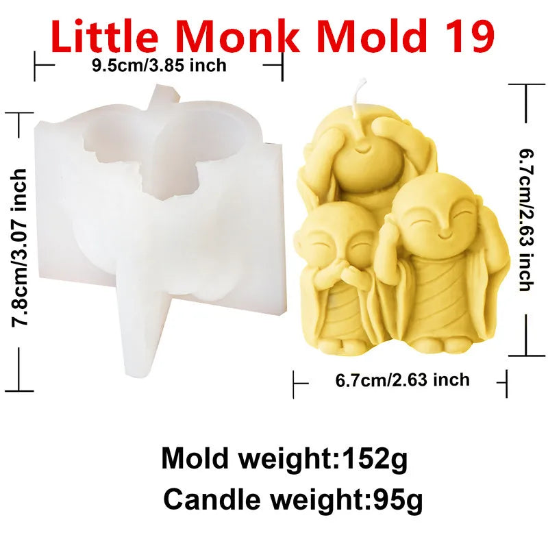 3D Silikon Kerzenform Kleine Buddha Mönch für DIY Dekoration