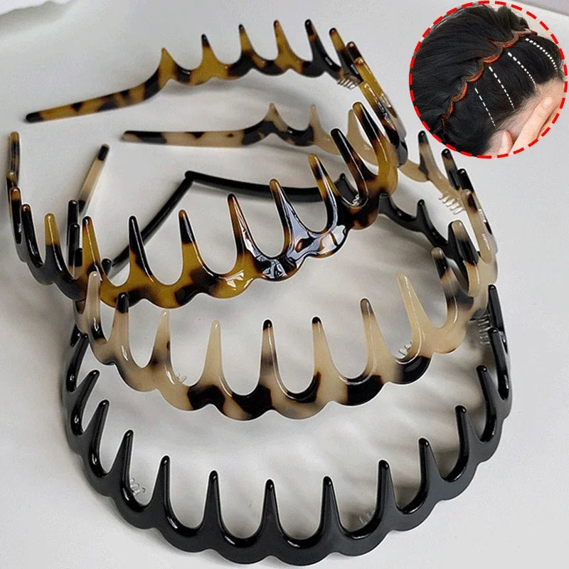 Gezahntes Wellen Stirnband für Damen Einfarbig Anti-Rutsch Haarschmuck