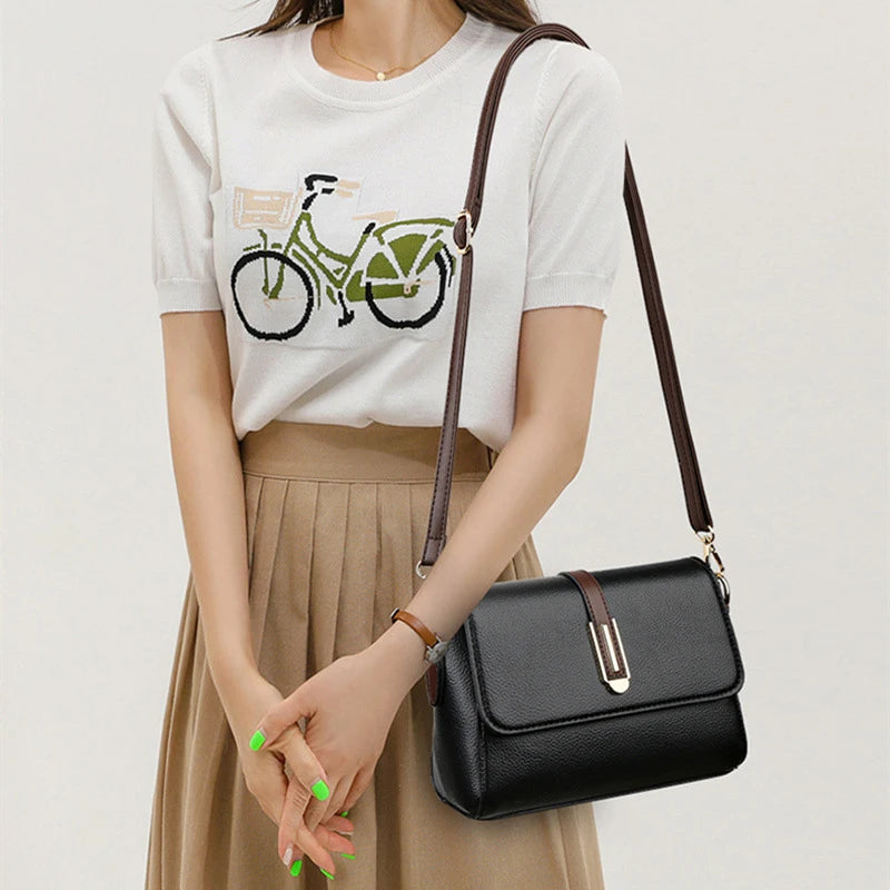 Modische Damen Umhängetasche Flip Stil PU Leder verstellbarer Gurt