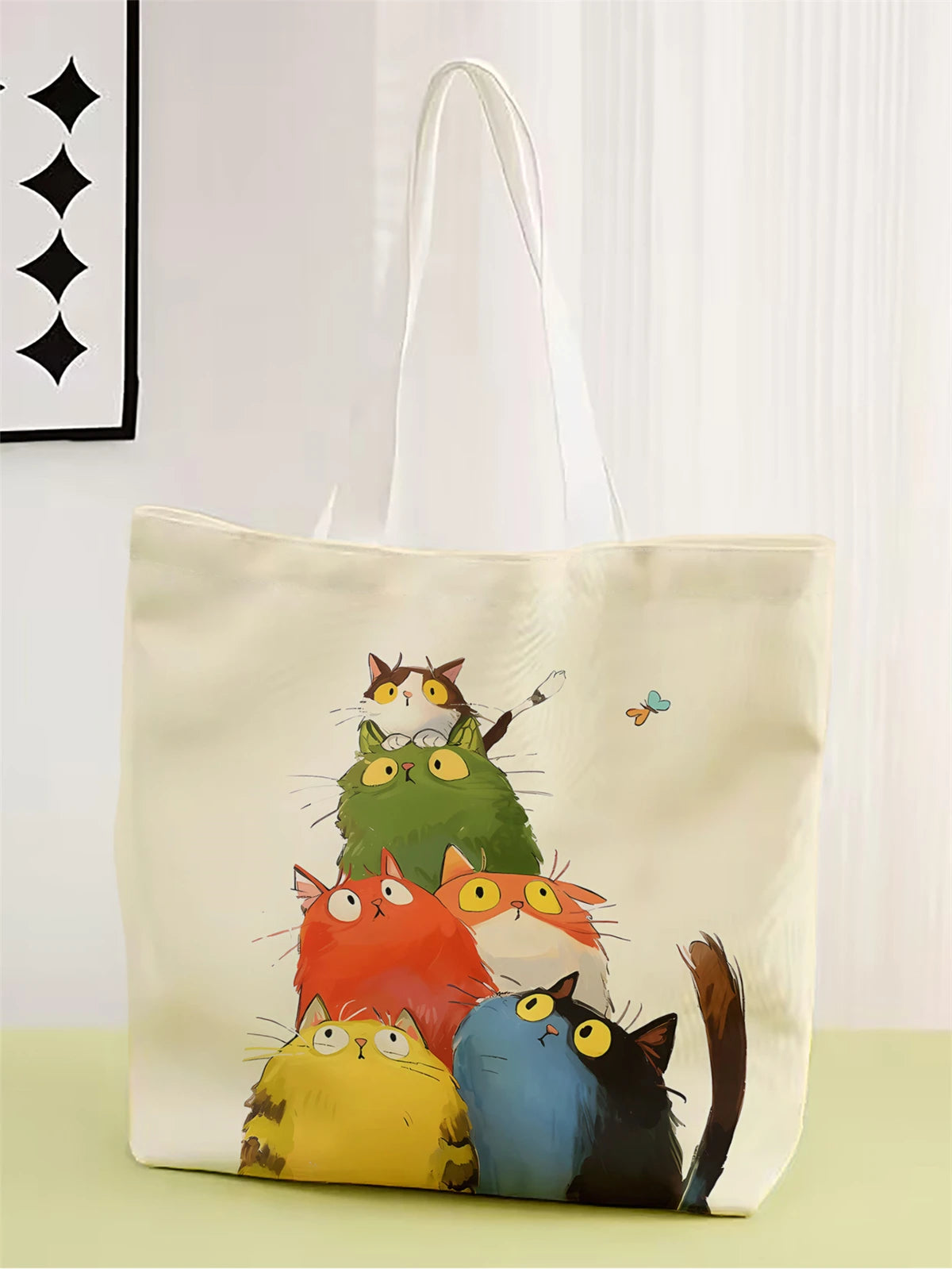 Modische wiederverwendbare Einkaufstasche mit Katzenmotiv