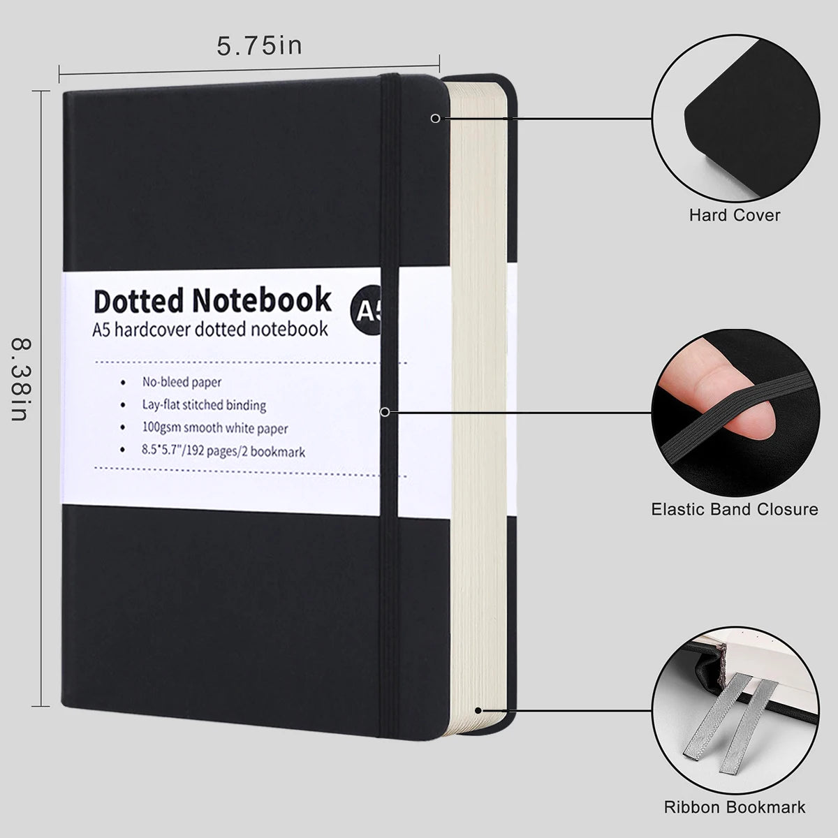A5 Notizbuch 192 Seiten gepunktet fester Einband fuer Business Studium