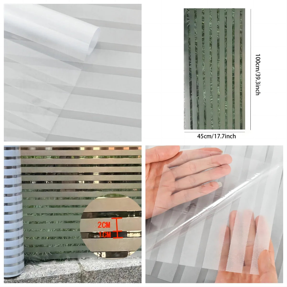 Mattierte Sichtschutzfolie mit Streifenmuster für Glasfenster