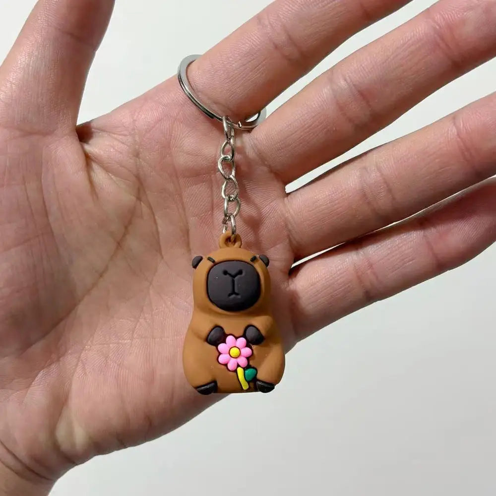 Niedlicher Capybara Schlüsselanhänger aus weichem PVC für Alltag und Geschenk