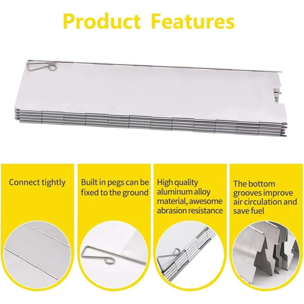 Faltbare Aluminium Herd-Windschutzscheibe für Campingöfen Outdoor 9/10/12