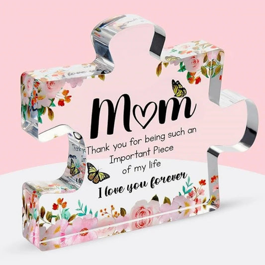 Transparentes Acryl-Puzzleteil LOVE – Modernes Geschenk für Mama