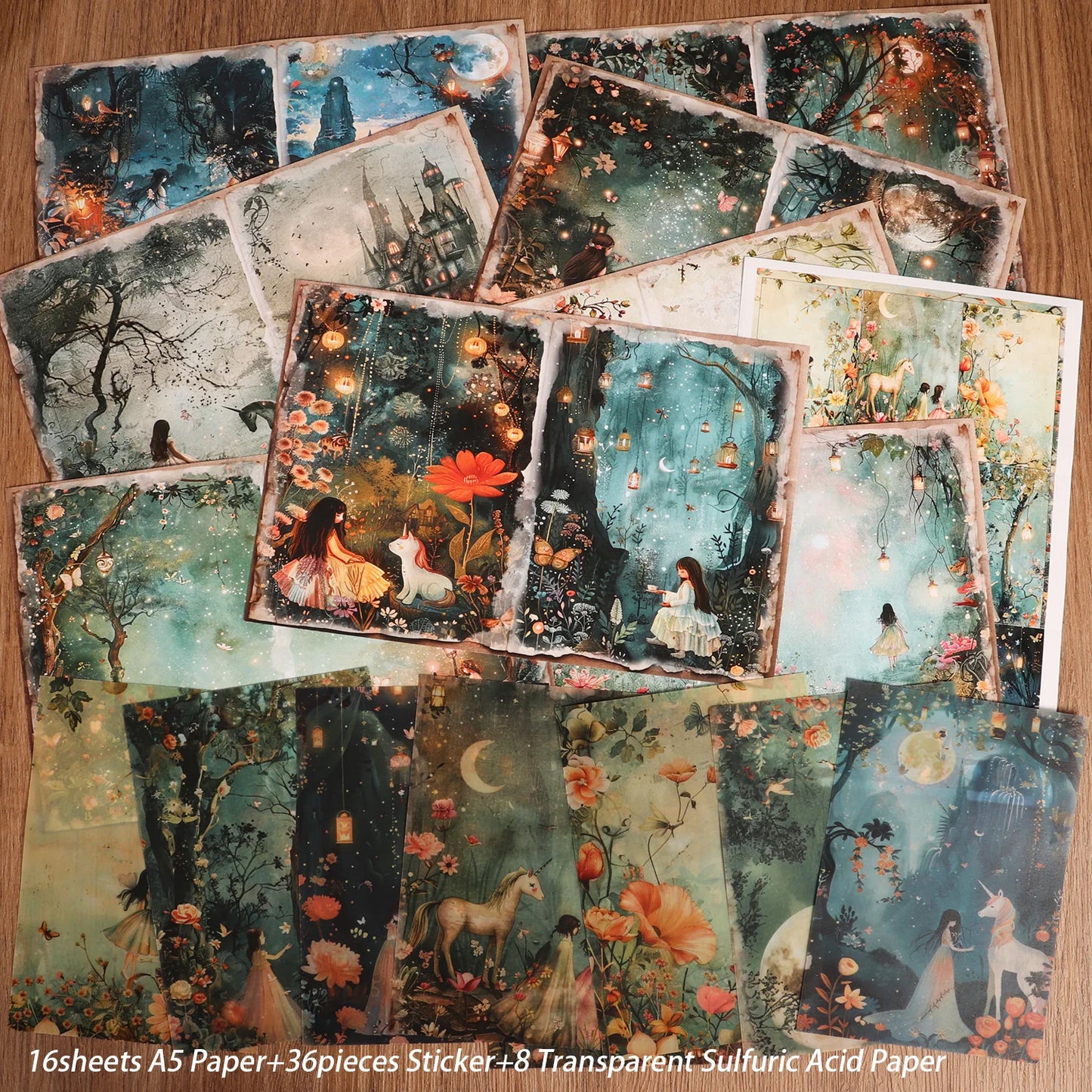 Set mit A5-Deko- und Transparentpapieren für kreatives Scrapbooking