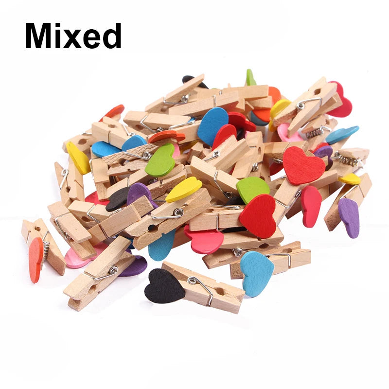 50x Holz Herz Foto Clips für DIY Deko, Hochzeit, Notizen Wohnkultur