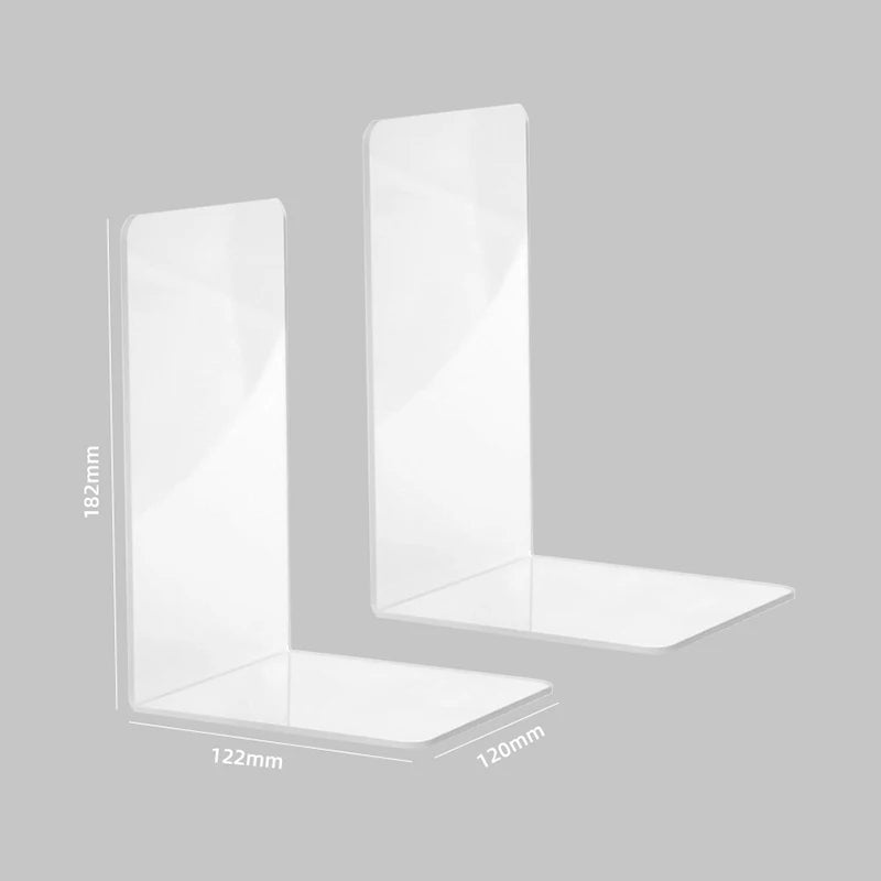 Klare Acryl Buchstützen L-Form für Schreibtisch und Regal