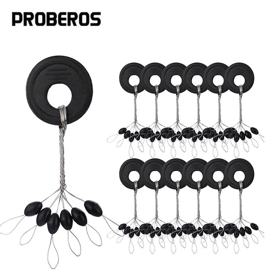 60er Set Schwarze Gummi Space Beans – Elastische Stopper für präzises Angeln