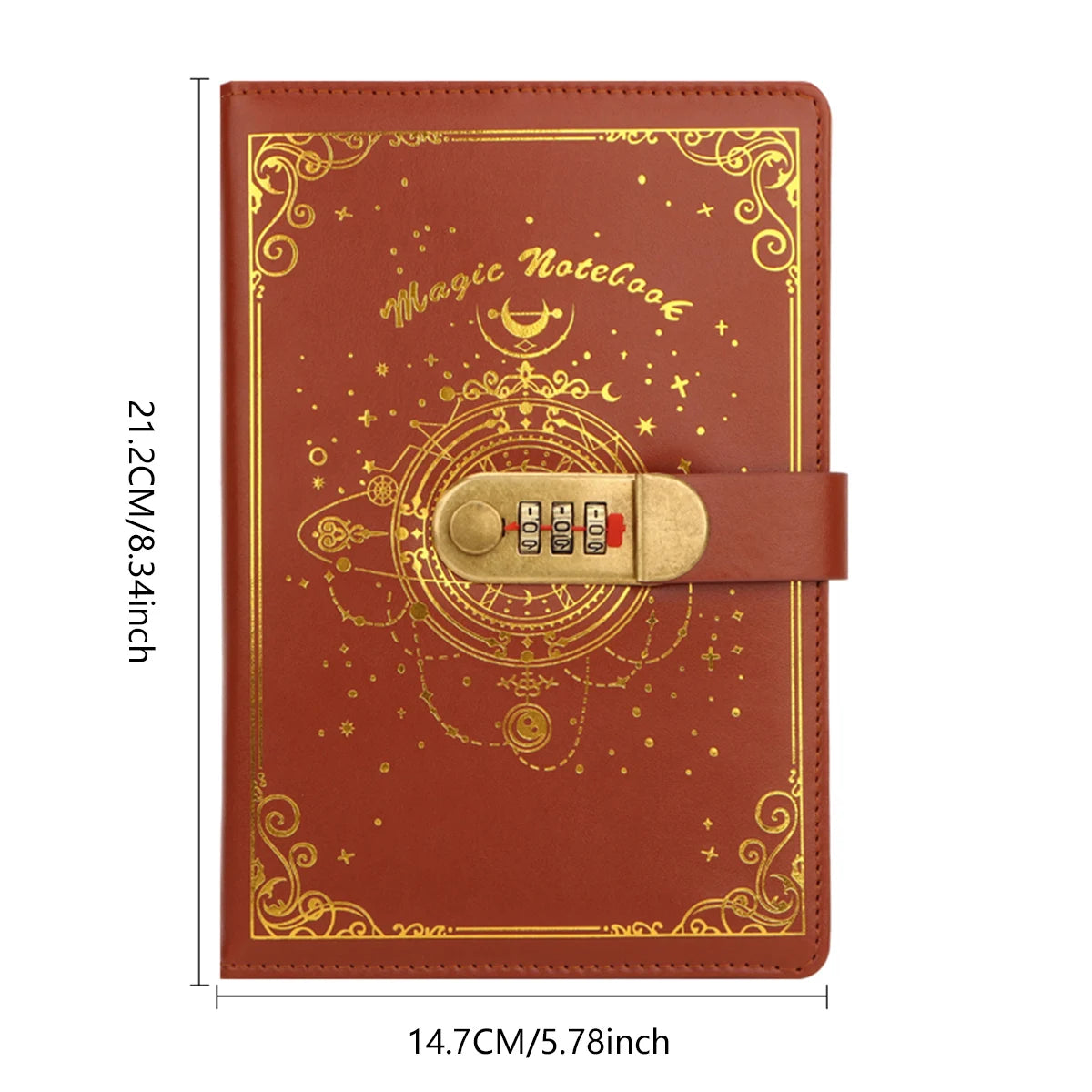 PU-Notizbuch mit Passwortschutz, 200 Seiten, ideal für Büro und Schule