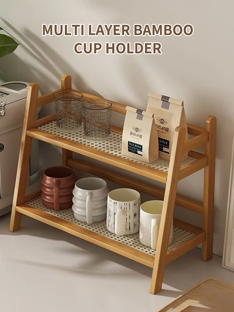 Praktisches 2-lagiges Bambus-Regal für vielseitige Aufbewahrung