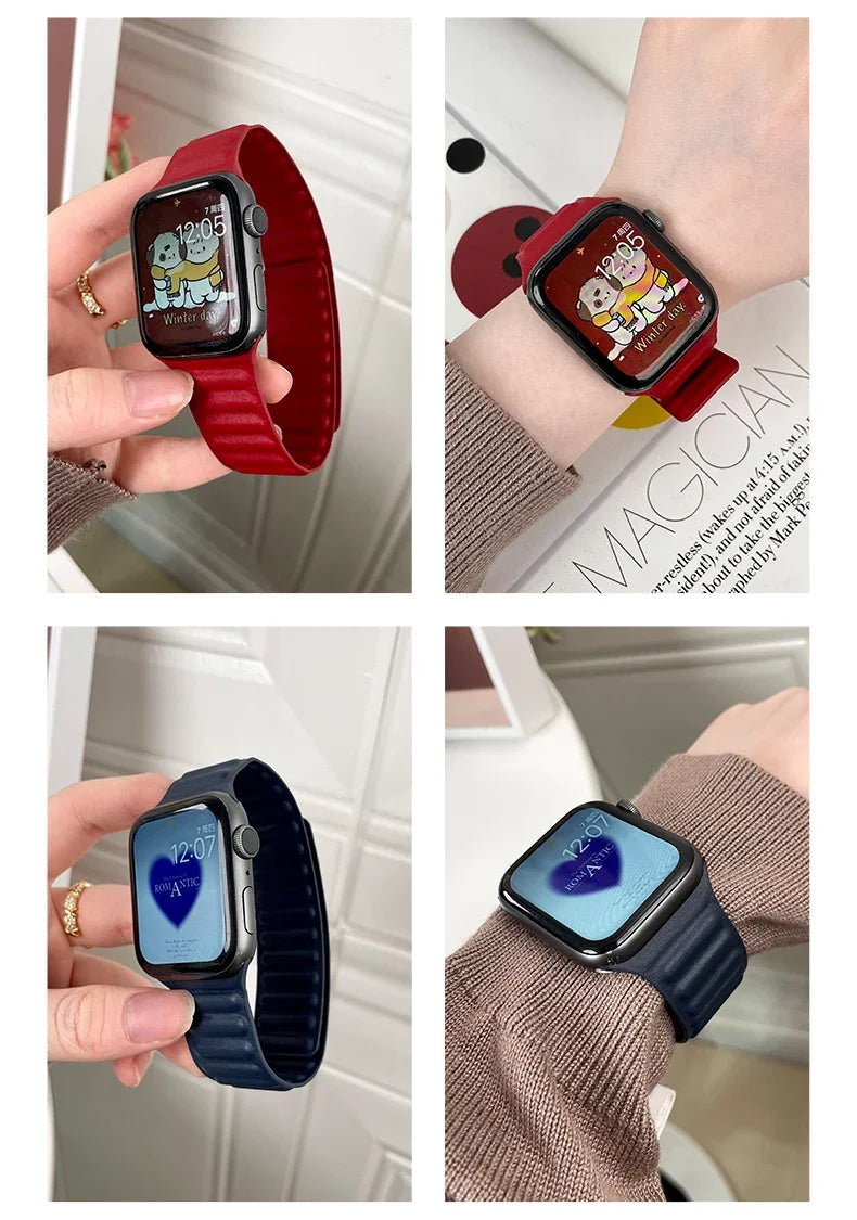 Magnetisches Silikon-Gliederarmband kompatibel für verschiedene Smartwatch-Größen