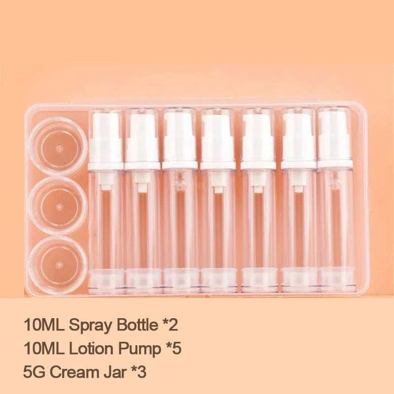 Nachfüllbares Airless Pumpset 5 10 ml Flaschen für Creme Lotion Spray