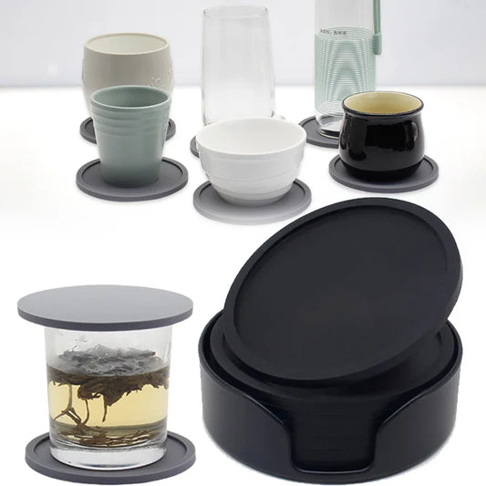 Hitzebeständige Silikon Untersetzer 6er Set für Tassen Gläser 10cm