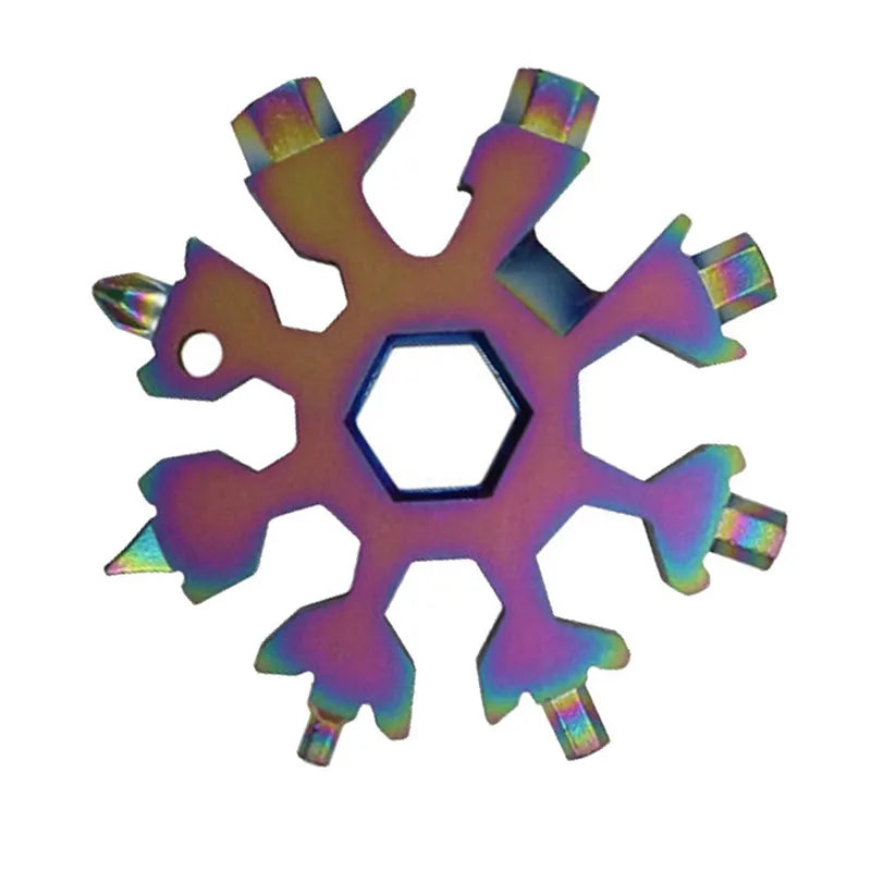 18-in-1 EDC Schneeflocken-Multifunktionsschlüssel aus robustem Stahl kompakt - vielseitig