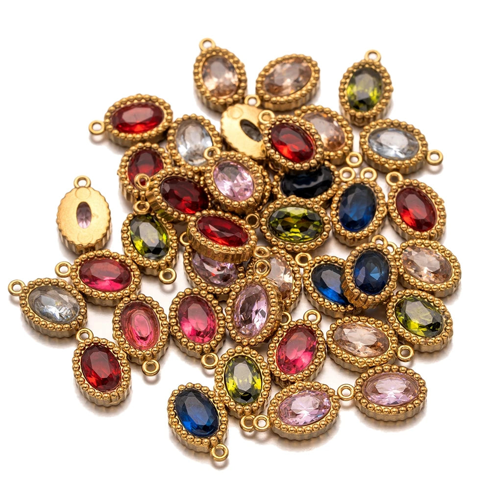 10er Set Goldfarbene Edelstahl Anhänger für DIY Halsketten Schmuck
