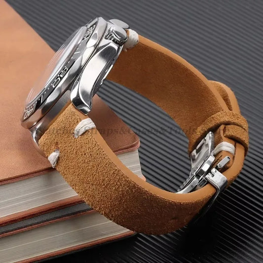 Wildleder Leder Uhrenarmband 18-22mm Schmetterlingsschnalle Unisex Universal