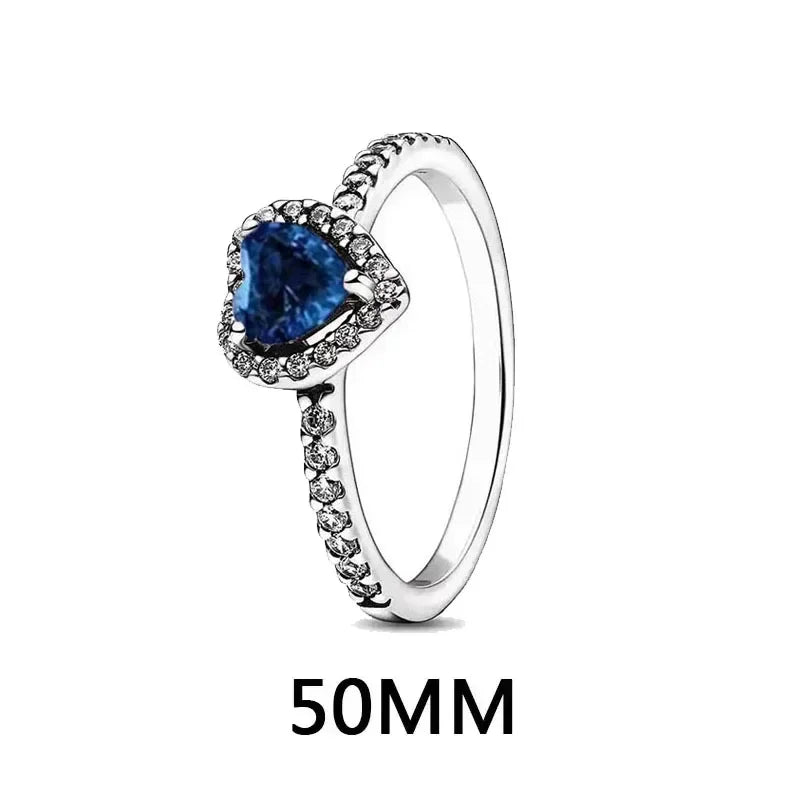 Funkelndes Schmuckset 925er Sterlingsilber Herz Ring Halskette Ohrringe