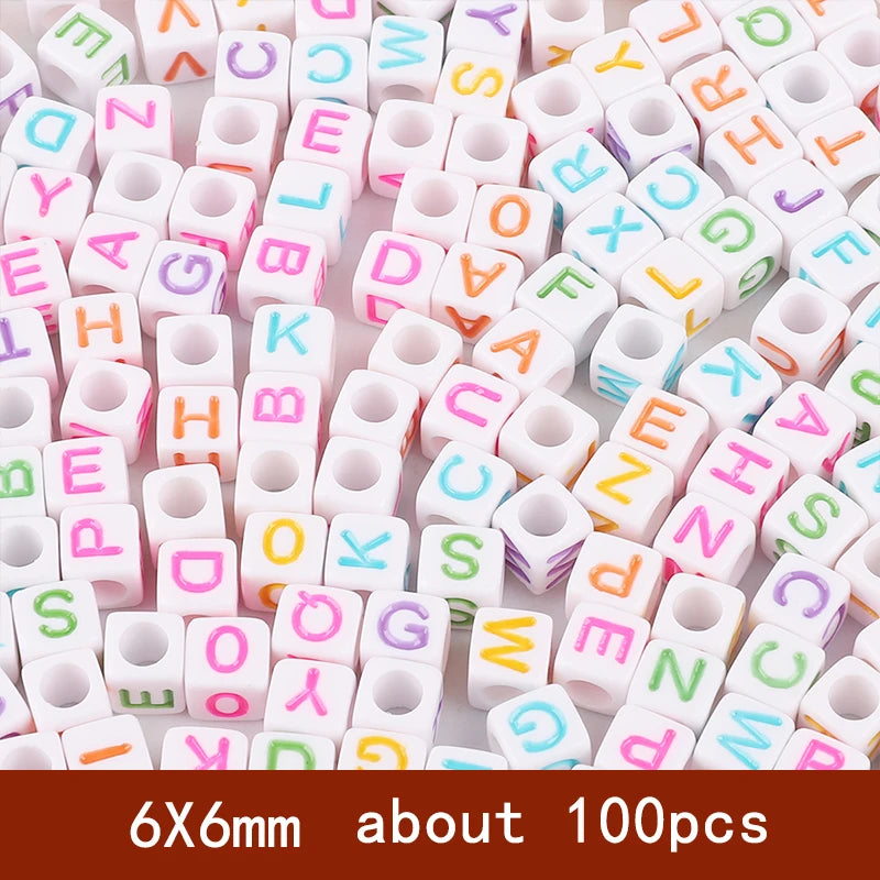 6x6mm Quadratische Acryl Alphabet Perlen für DIY Schmuck Basteln