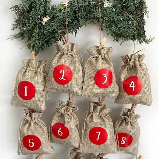 24-teiliges Adventskalender-Set mit Geschenkbox für festliche Dekoration