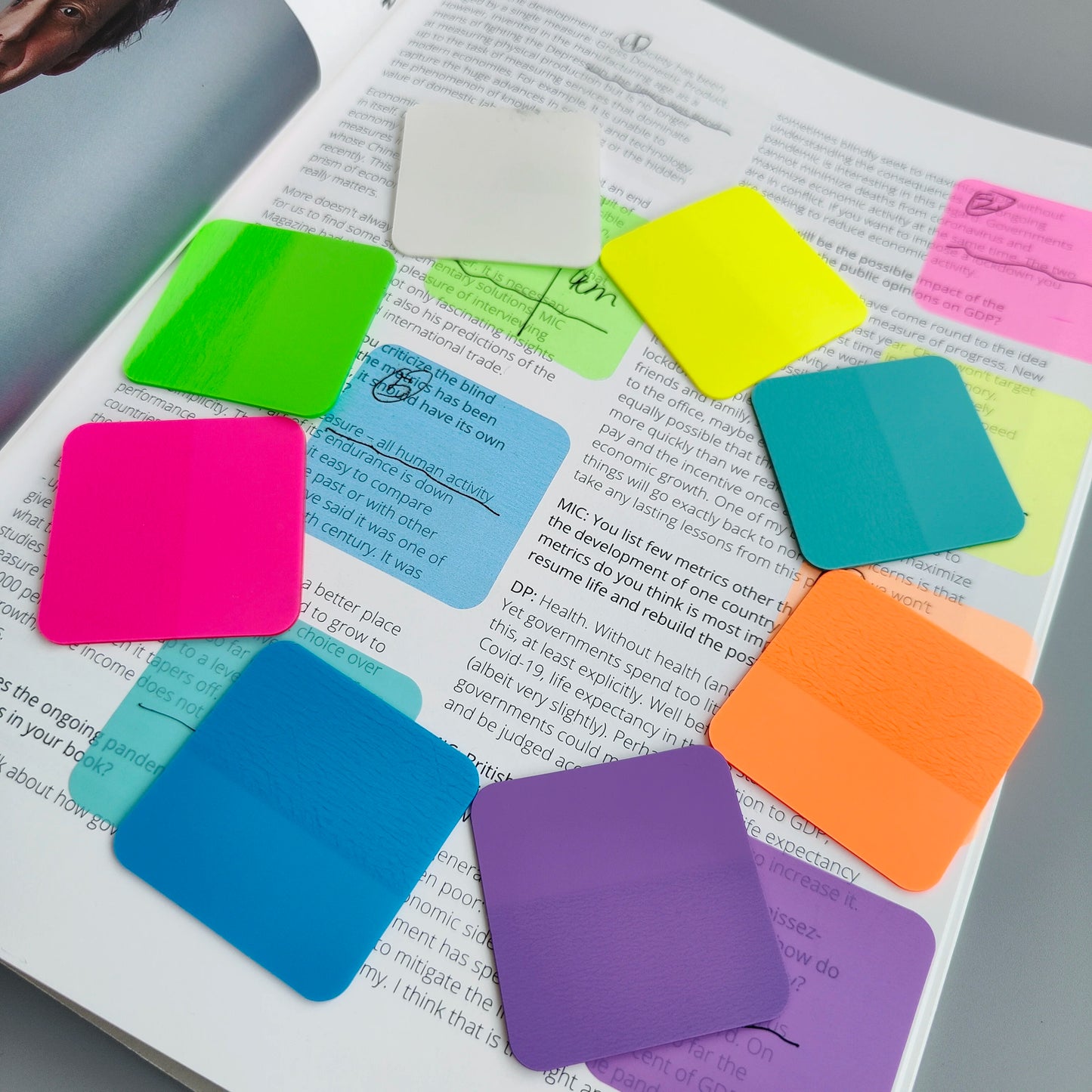 Transparente Haftnotizen Notizblöcke, 160 Blatt 8 Farben, Selbstklebend Büro Schule