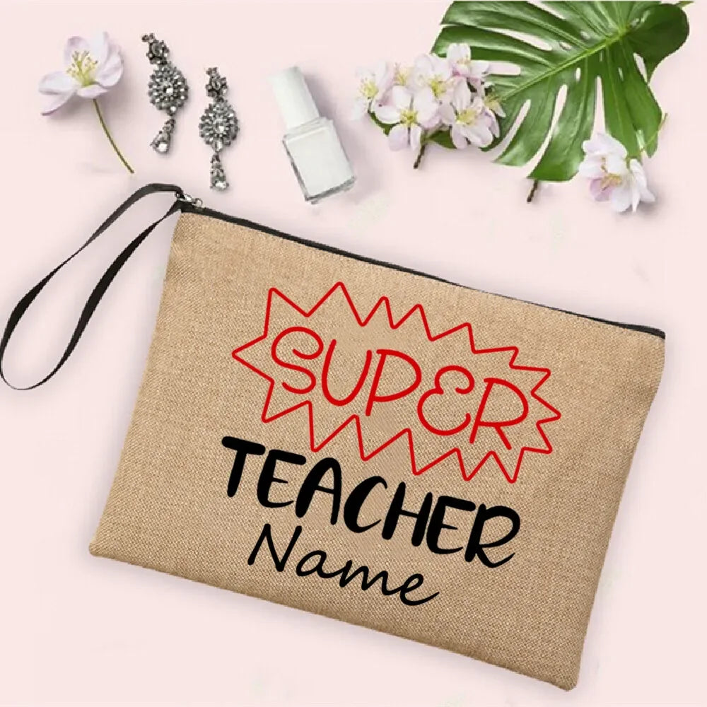 Personalisierte Leinwand Make up Tasche Regenbogen Design