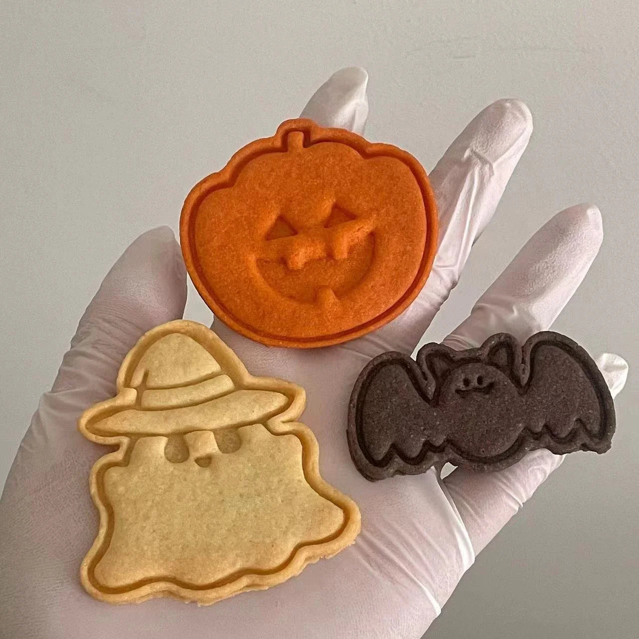 Halloween Keks Ausstecher Set Kunststoff 3D Finger Geist Fledermaus Kürbis