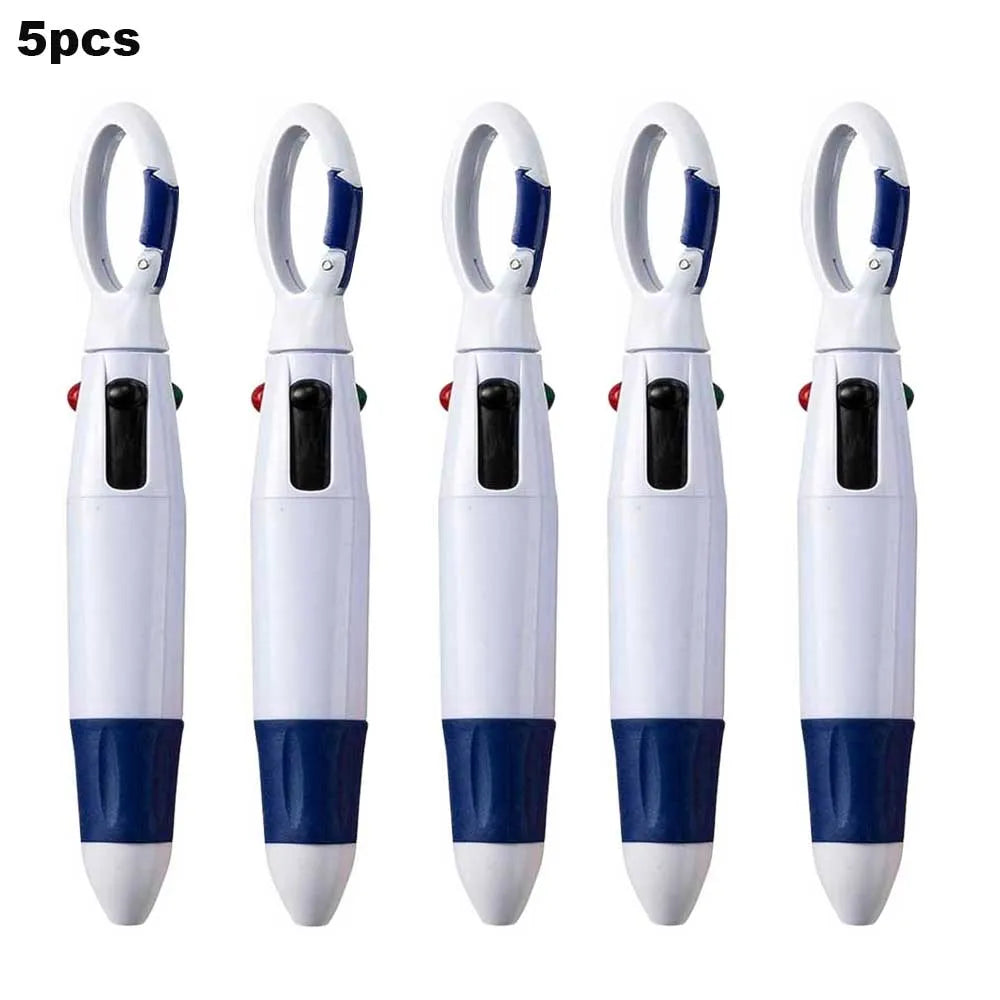 Einziehbare 4-in-1 Kugelschreiber mit Karabiner Clip Packung 4-12 Stück