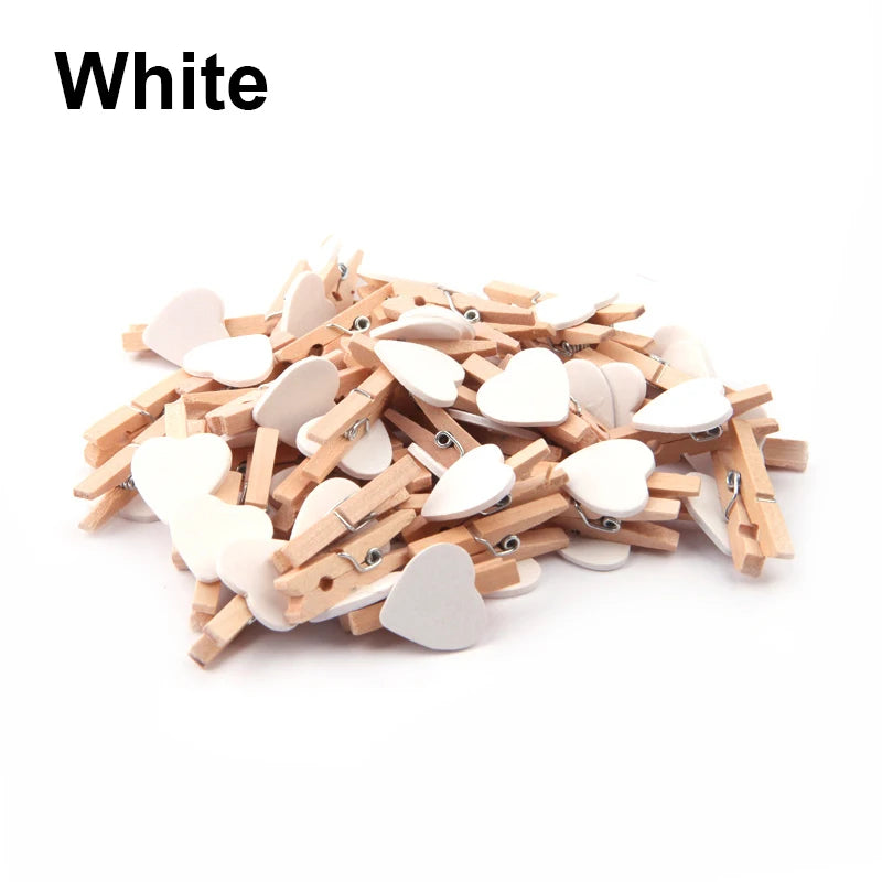 50x Holz Herz Foto Clips für DIY Deko, Hochzeit, Notizen Wohnkultur