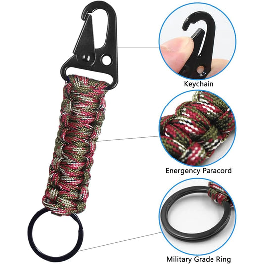 Multifunktionaler Paracord-Schlüsselanhänger mit Karabiner - Flaschenöffner – robust - vielseitig