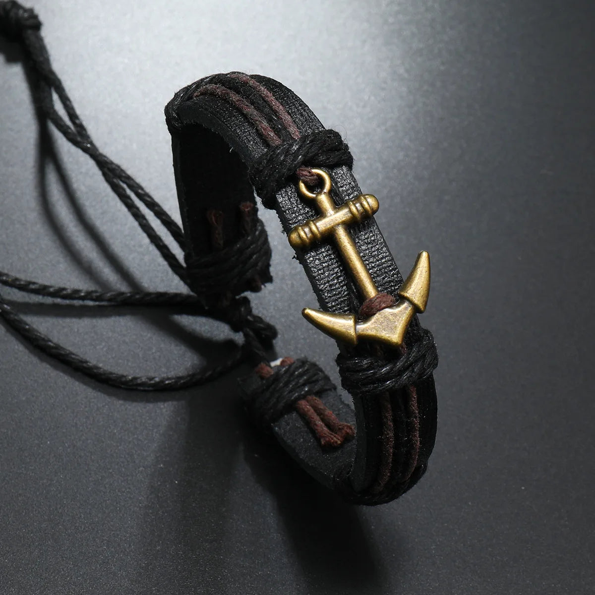 Verstellbares Anker Armband Leder Unisex Marine Schmuck Geschenk