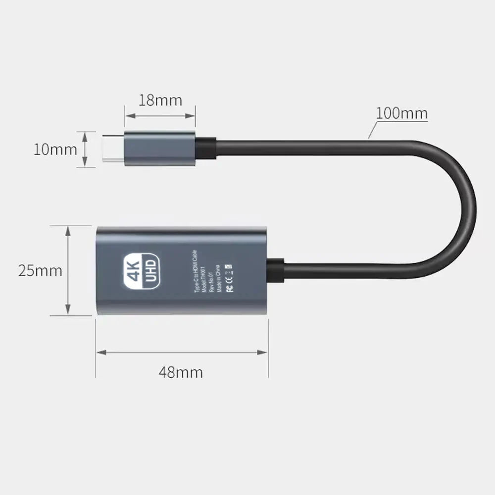 4K 60Hz USB C zu HDMI Adapter USB 3.1 HUB HDTV Konverterkabel Laptop PC