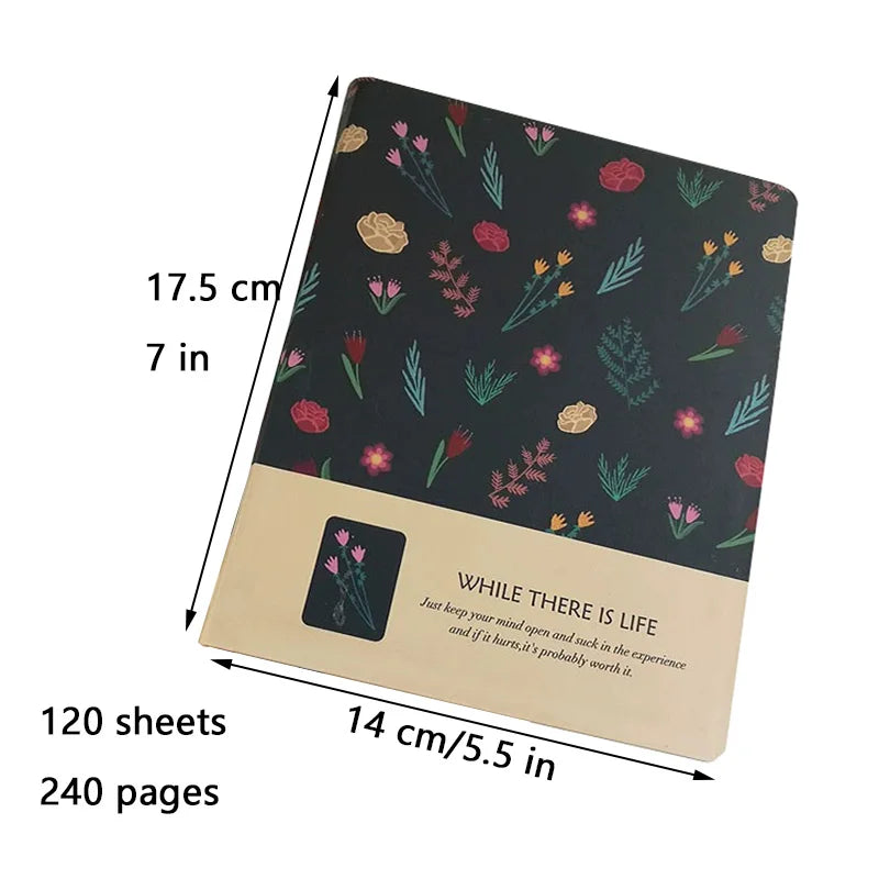 Retro-Notizbuch mit Blumenmotiv – Hardcover Tagebuch-Yabubest - Home & More