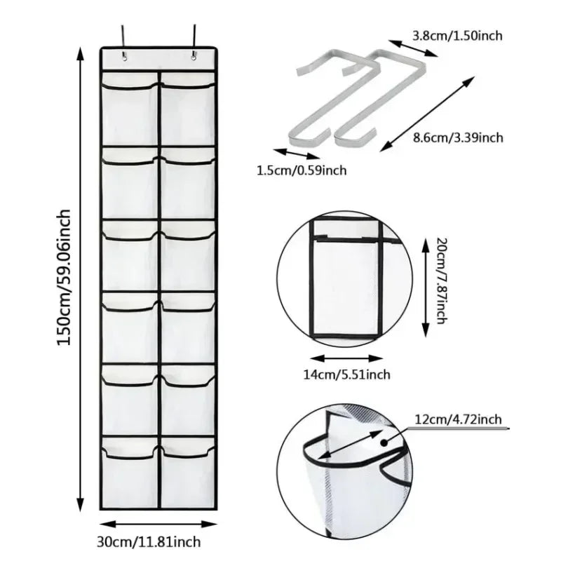 Wandmontierter Schuh-Organizer mit Netzfach zum Aufhängen über der Tür