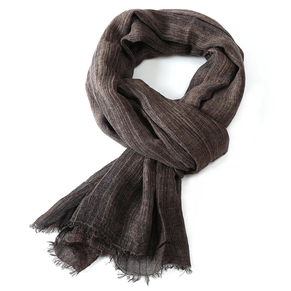 Baumwolle Leinen Herren Schal Gestreift Warm Halstuch 200x75cm Herbst Winter