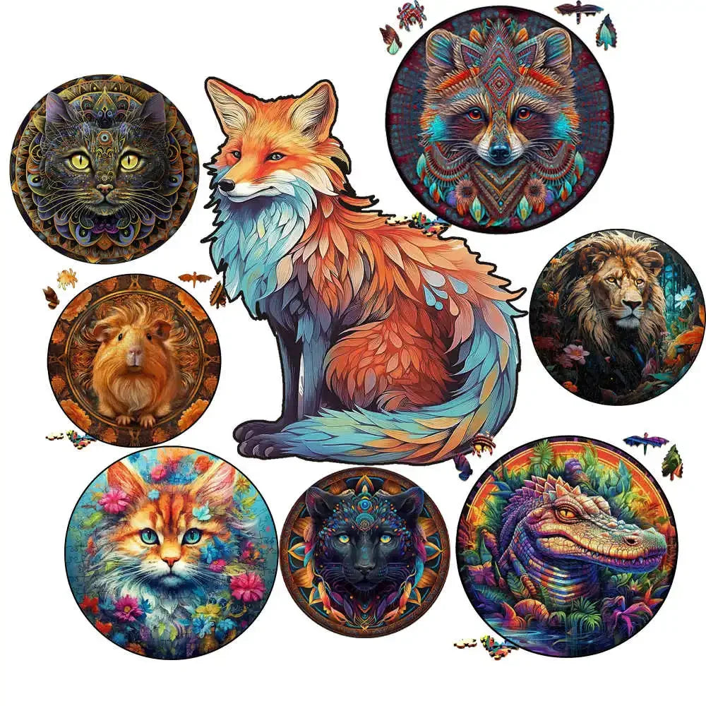 Fuchs Tier Holz 3D Puzzle Pädagogisches Denkspiel für Familien