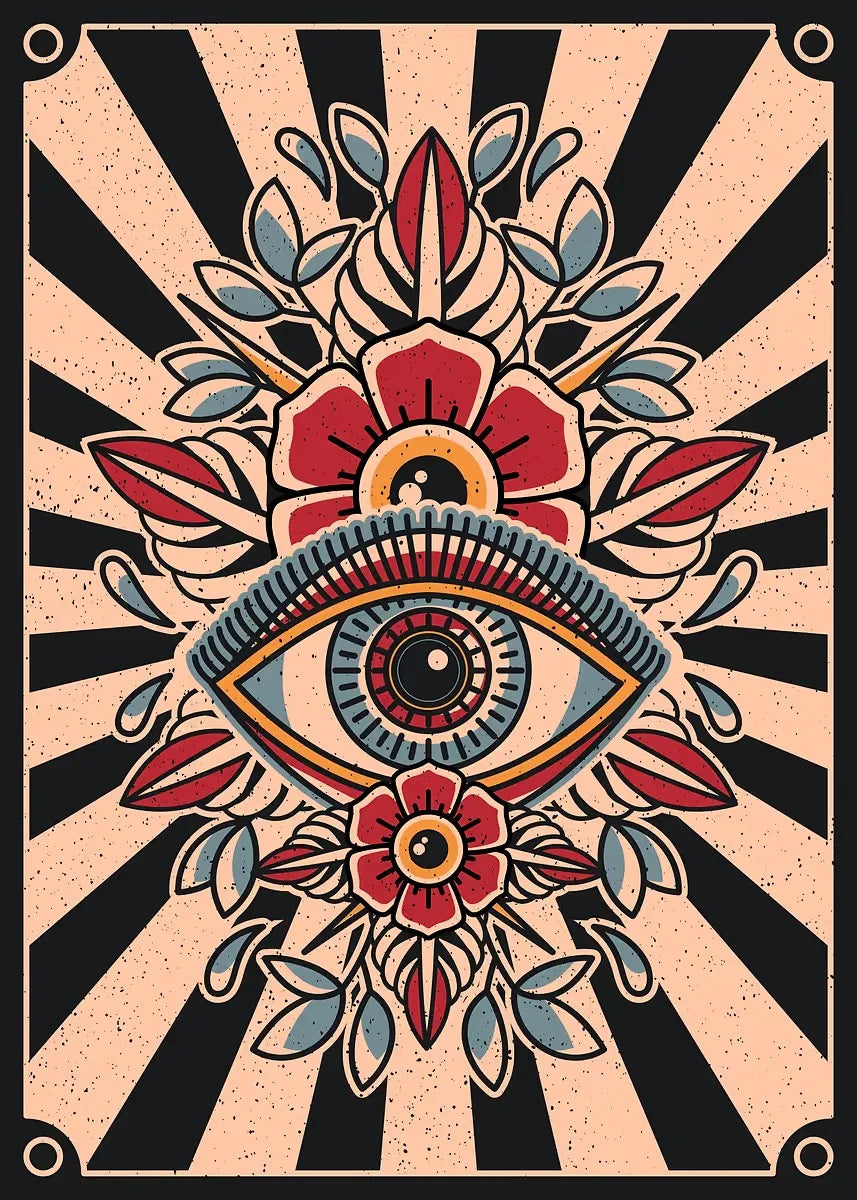 Buntes Poster mit abstrakten Blumenmustern für moderne Wandgestaltung