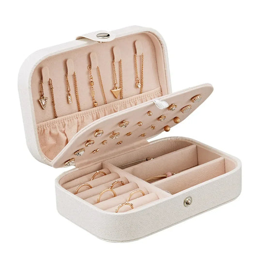 Tragbare Leder Schmuck Organizer für Reisen - Ringe, Ketten, Ohrringe sicher verstauen