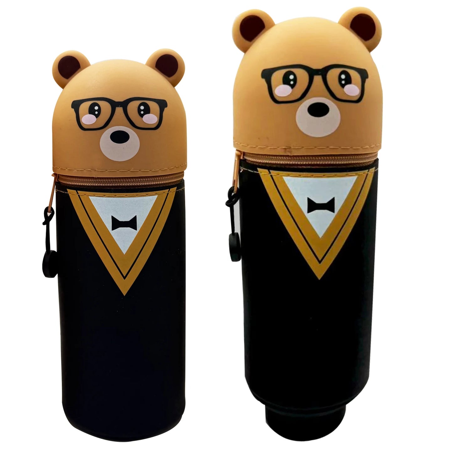 Niedliches 2-in-1 Silikon Federmäppchen mit Reißverschluss und Stifthalter