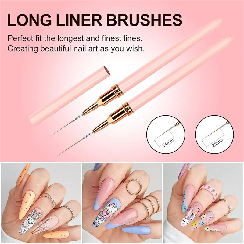 5-teiliges Liner Pinsel Set für präzise Nageldesigns und Acryl Nail Art