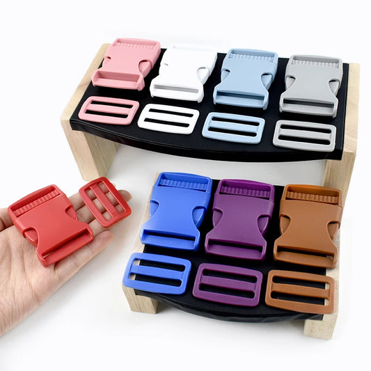 38mm Kunststoff Set: Schnellverschluss Schnallen & Tri-Glide für Rucksack Gürtel