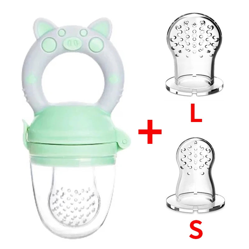 3er Set Silikon Netzbeutel Baby Futterspender mit leicht handhabbarem Ringlöffel-Yabubest - Home & More