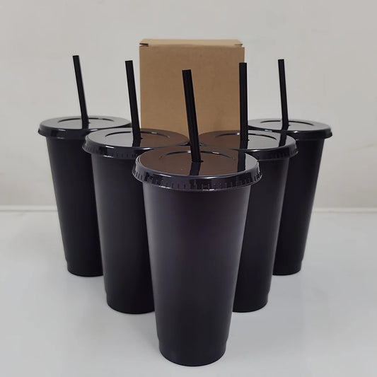 5er-Set 24oz BPA-freie Trinkbecher mit Deckel - Strohhalm – perfekt für Sommer