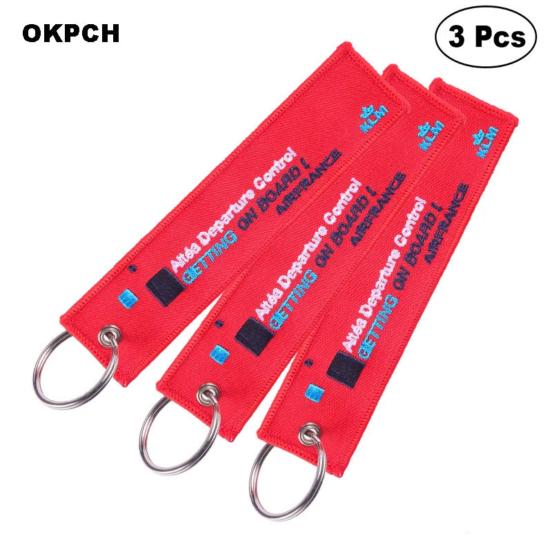 3-teiliges Schlüsselanhänger Set Bestickte Metallanhänger für Autos Motorräder