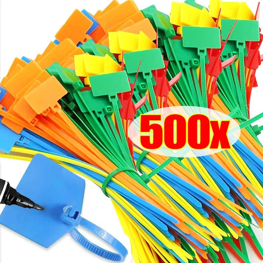 Nylon Kabelbinder Set 100/500 Stk – Selbstsichernd Marker Etikett Büro Garten