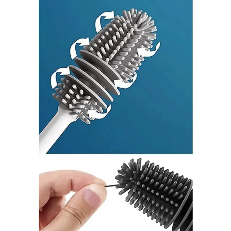 Flexible Silikonbürste langer Griff – Sanfte Reinigung für Flaschen, Gläser, Vasen