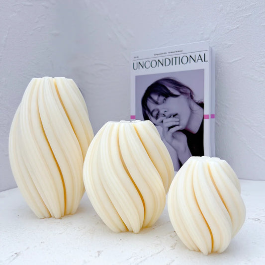 Geometrische Wellenwirbel Kerzenformen in drei Größen aus Silikon