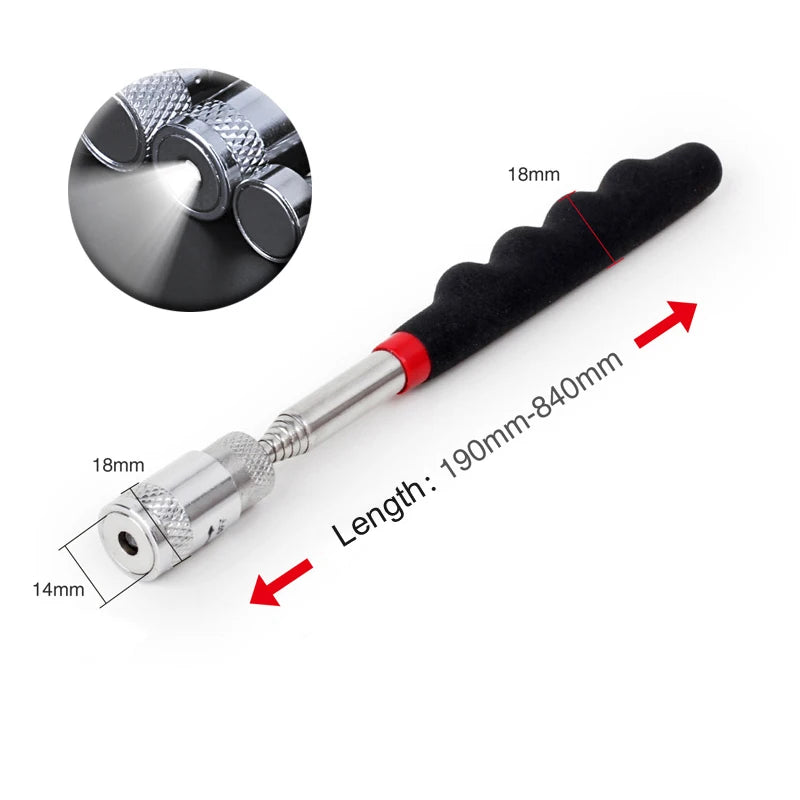 Magnetisches Teleskop Pick-Up Werkzeug mit LED Licht für schwer erreichbare Teile