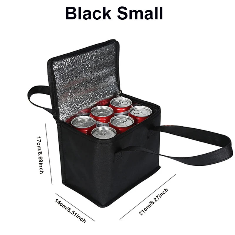 Isolierte, zusammenklappbare Lunch-Kühltasche in Schwarz oder Rot – kompakt - praktisch
